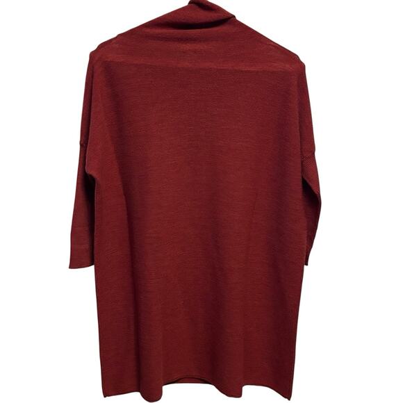 Eileen Fisher Tunic Sweater Burnt Orange Side Vents Cowl Neck Merino Wool Small - Picture 5 of 6